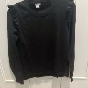 J. Crew Black Sweater with Ruffle Accents